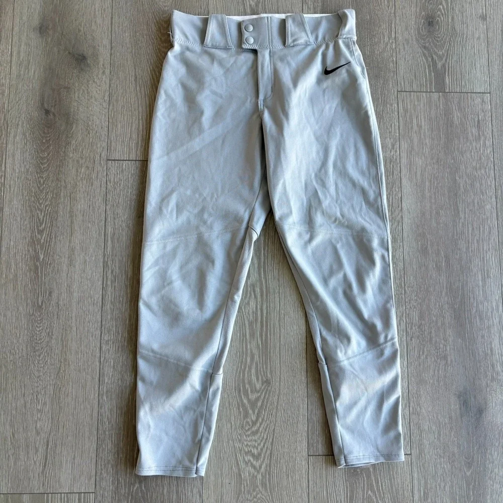 Nike Boys Light Gray Swoosh Logo Performance Vapor Select Baseball Pants Size XL